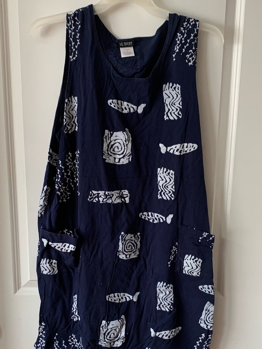LG Sport Navy Blue Patterned Sleeveless Dress